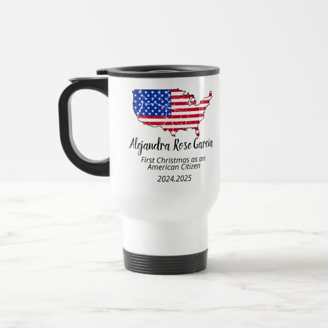 Mug De Voyage New U.S. Citizen – American Map Citizenship Day (Gauche)