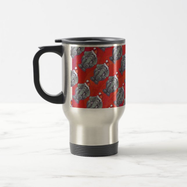 Mug De Voyage Noël des éléphants en rouge (Gauche)