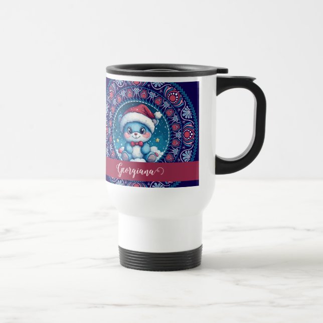 Mug De Voyage Noël personnalisé Kawaii Ours Dot Mandala (Droite)