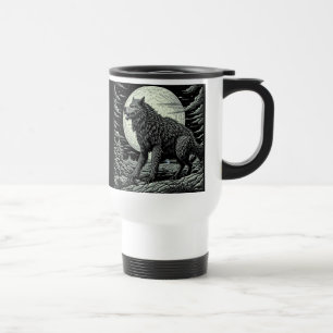 Mug De Voyage Noir et blanc Vintage Werewolf Ai Art