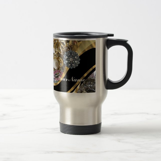 Mug De Voyage Noir et or bling (Droit)