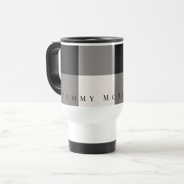 Mug De Voyage Noir, Gris, Bloc d'ivoire texturé (Devant gauche)