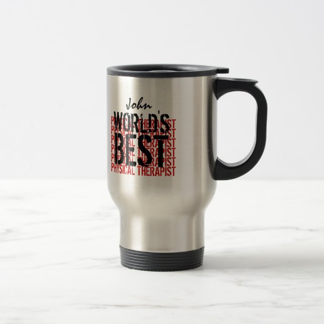 Mug De Voyage Noir rouge W1958 du meilleur physiothérapeute du (Droit)