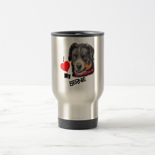 Mug De Voyage Noir Tan Bernese chien amour (Centre)