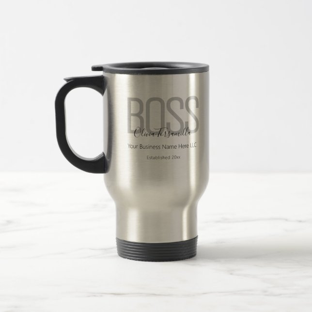 Mug De Voyage Nom Black Grey Boss (Gauche)