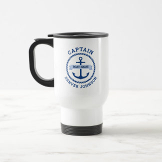 Mug De Voyage Nom du bateau-frontière de la corde d'ancrage du c