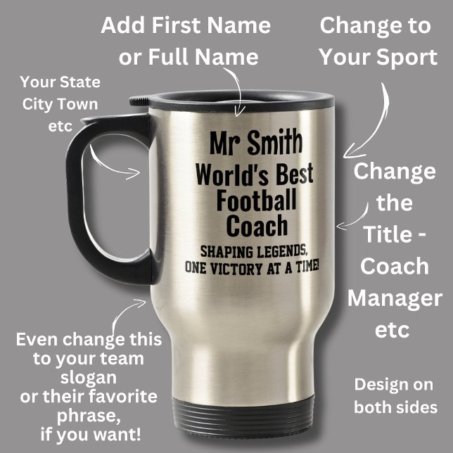 Mug De Voyage Nom, Meilleur Entraîneur De Football Du Monde (Créateur téléchargé)
