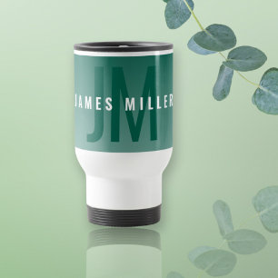 Mug De Voyage Nom moderne avec Gras Vert (ou toute couleur) Ombr