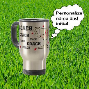 Mug De Voyage Nom monogramme de l'entraîneur sportif personnalis