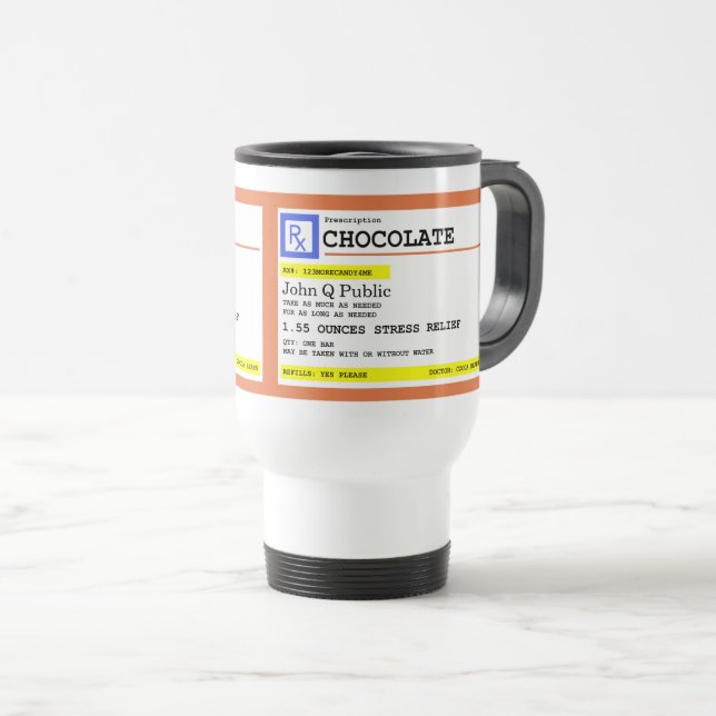 Mug De Voyage Nom personnalisable du chocolat d'ordonnance   (Devant droit)