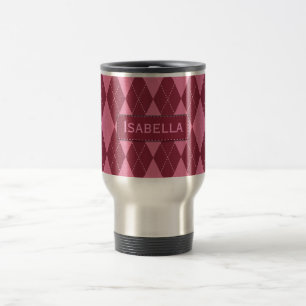 Mug De Voyage Nom personnalisable Jacquard rose Voyage Mug