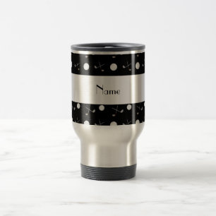 Mug De Voyage Nom personnalisé Boules de golf noires