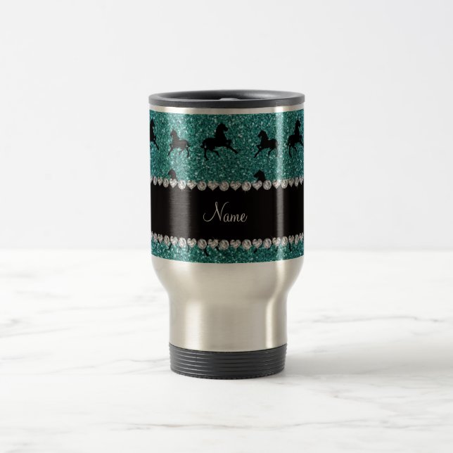 Mug De Voyage Nom personnalisé chevaux de parties scintillant tu (Centre)