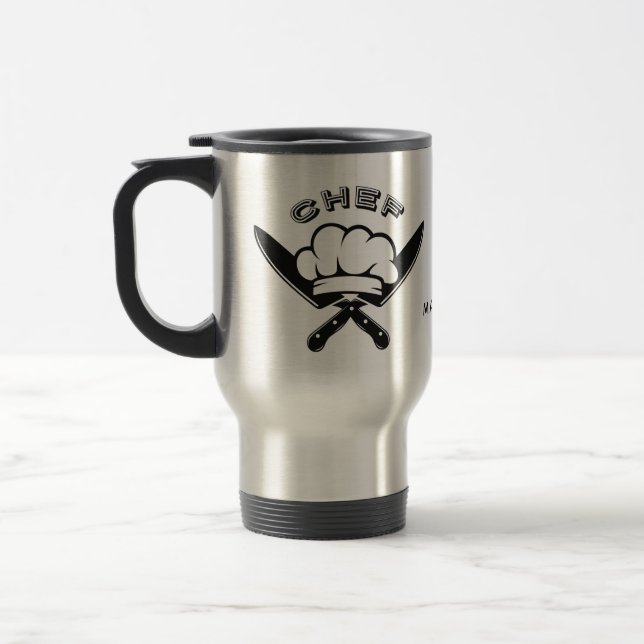 Mug De Voyage Nom personnalisé Coups de logo Chef (Gauche)