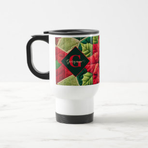 Mug De Voyage Nom personnalisé Festif Floral Patchwork Poinsetti
