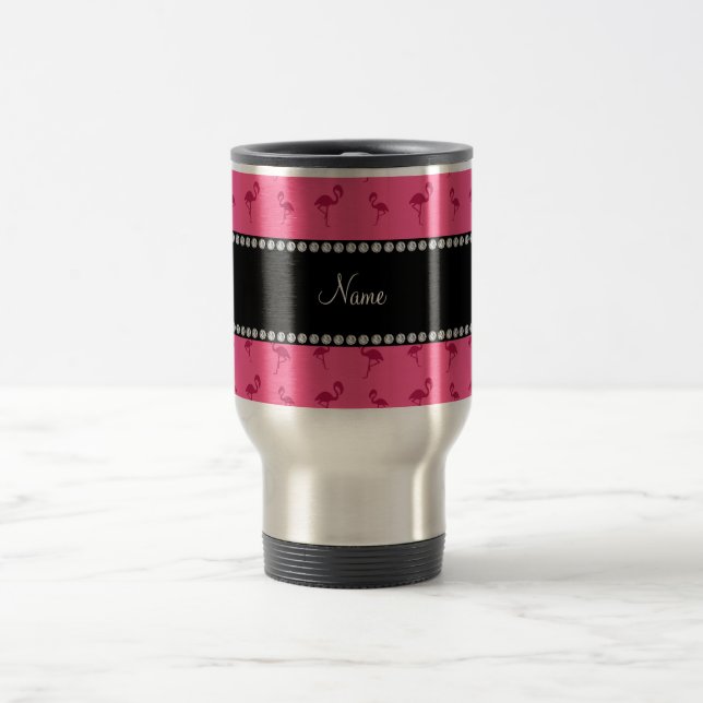 Mug De Voyage Nom personnalisé flamants roses (Centre)
