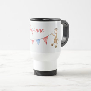 Mug De Voyage Nom personnalisé Giraffe et Kangaroo Bunting drape
