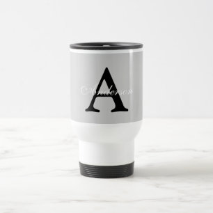 Mug De Voyage Nom personnalisé Monogram Arrière - plan argent