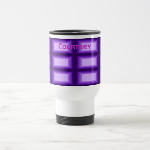 Mug De Voyage Nom personnalisé par motif pourpre de rectangles
