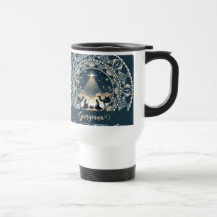 Mug De Voyage Nom personnalisé Star of Wonder Nativité Dot Manda