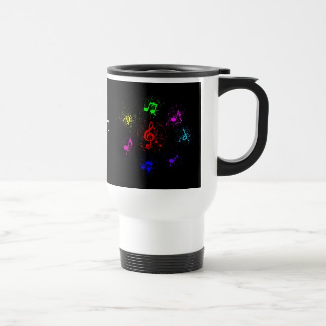 Mug De Voyage Notes musicales lumineuses avec éclaboussures de p (Droite)