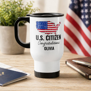 Mug De Voyage Nouveau citoyen américain fier - Carte américaine