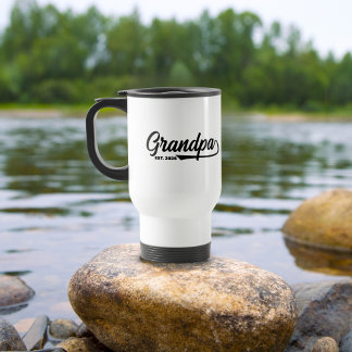Mug De Voyage Nouveau Grand-père Établis date Typographie 