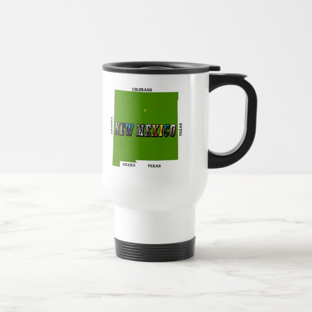 Mug De Voyage Nouveau Mexique Plan Plan Texte Photo (Droite)