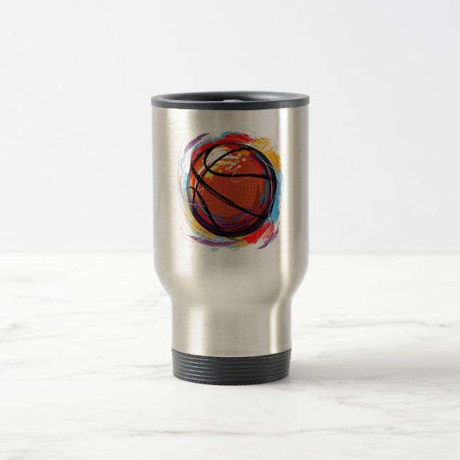 Mug De Voyage numériquement conception de basket-ball peint (Centre)