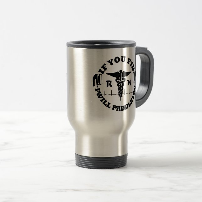 Mug De Voyage Nurse Doctor Humour PADDLE YOU Defib (Devant droit)