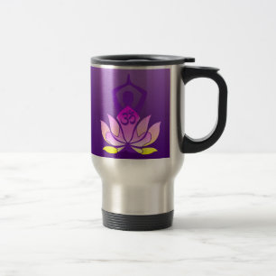 Mug De Voyage Om Lotus Pose de Yoga Fleur sur Gradient Violet