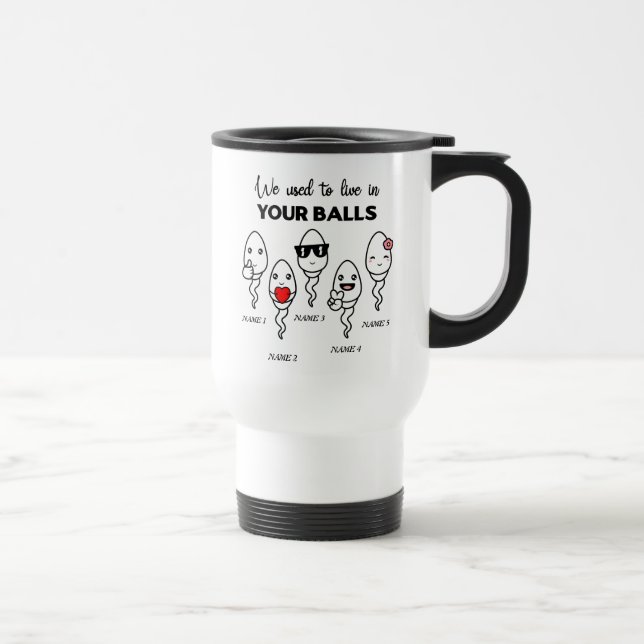 Mug De Voyage On Vivait Dans Les Boules, Nom Personnalisé Papa (Droite)