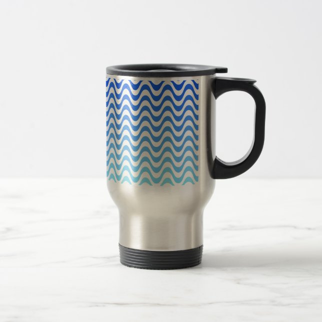 Mug De Voyage Ondes bleues dégradantes (Droit)