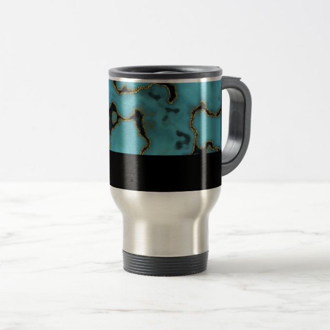Mug De Voyage Or en pierre et noir de turquoise (Devant droit)