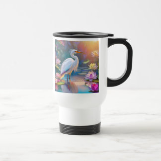 Mug De Voyage Orange Billed White Heron Imaginaire Bird