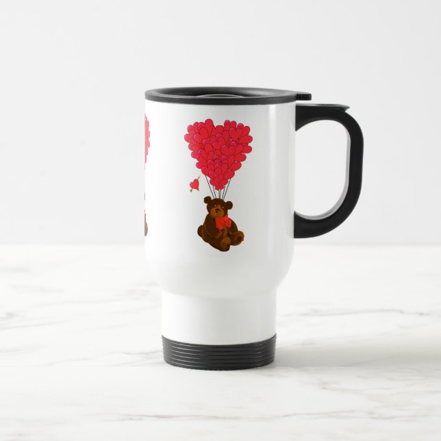 Mug De Voyage Ours en peluche et ballons cardiaques (Droite)