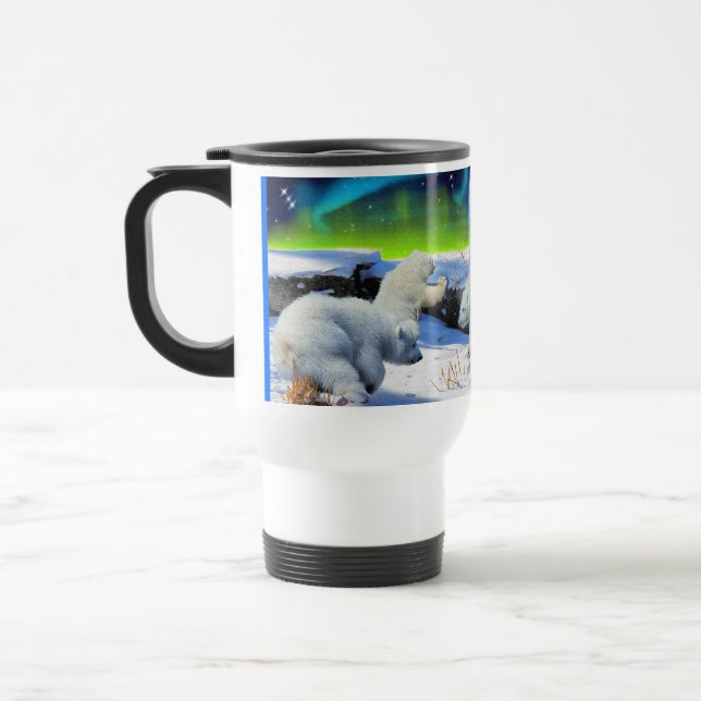 Mug De Voyage Ours Polaires Jouer dans l'Imaginaire de neige Art (Gauche)