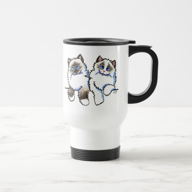 Mug De Voyage Paire de chats Ragdoll de poupées Off-Leash Art™ (Droite)