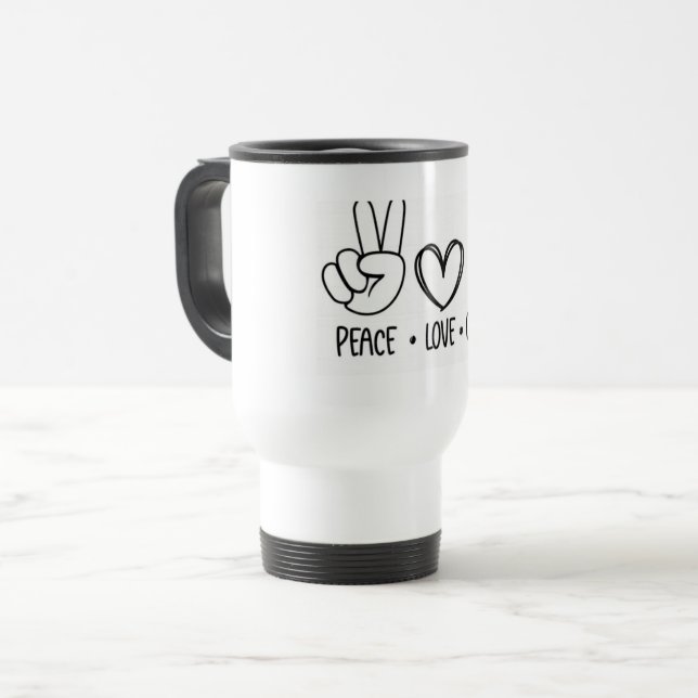 Mug De Voyage Paix Amour Café Matinées Vibes (Devant gauche)