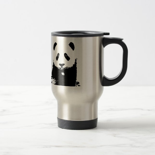 Mug De Voyage Panda noir et blanc Pop Art Voyage Musique (Droit)