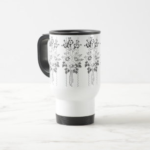 Mug De Voyage Papier peint baroque Bouquet de fleurs gris
