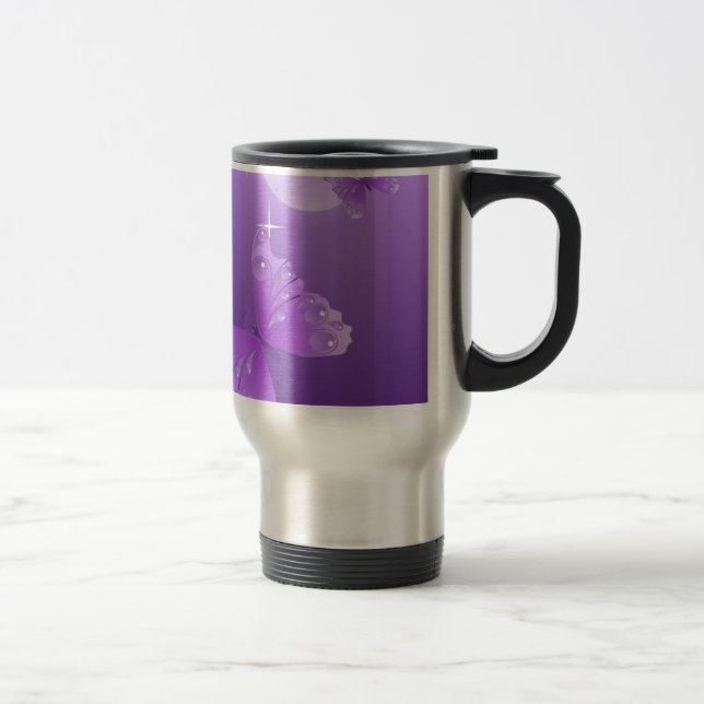 Mug De Voyage papillon-69998 dessin animé papillon violet blanc  (Droit)