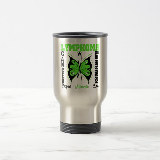 Mug De Voyage Papillon de conscience de lymphome (Centre)