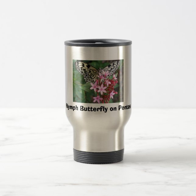 Mug De Voyage Papillon de nymphe d'arbre sur Pentas (Centre)