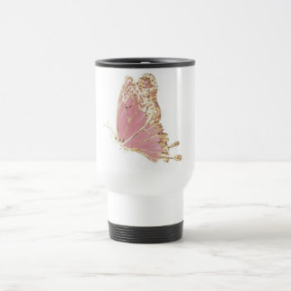 Mug De Voyage Papillon esthétique en or rose pailleté