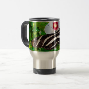 Mug De Voyage Papillon zébrée sur un Hibiscus Red Heart