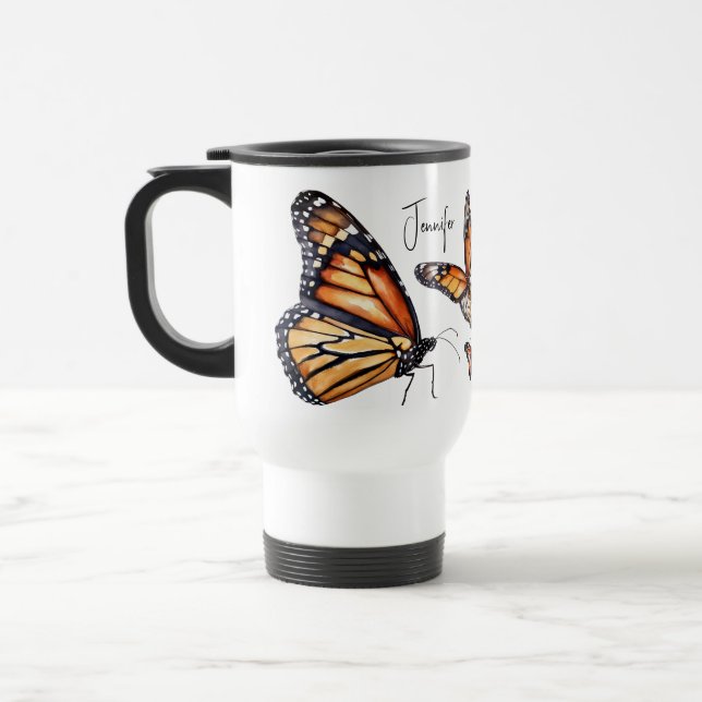 Mug De Voyage Papillons de Monarque orange et noir (Gauche)