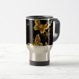 Mug De Voyage Papillons dorés et blancs