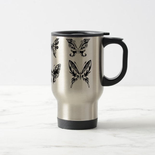 Mug De Voyage Papillons noirs et blancs (Droit)
