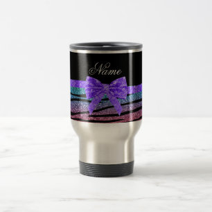 Mug De Voyage parties scintillant arc-en-ciel de nom personnalis